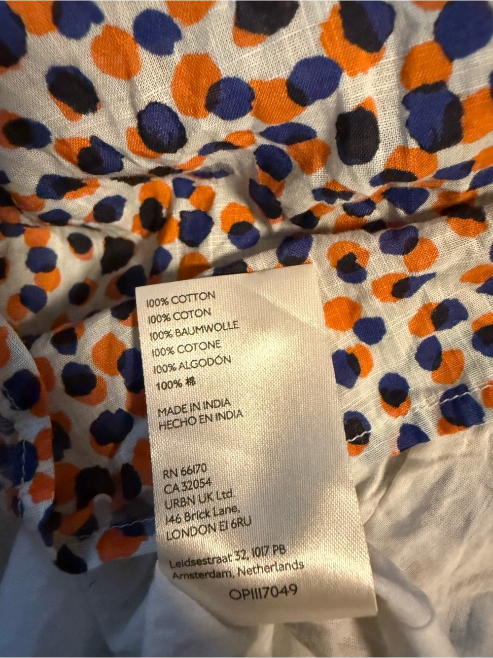 Anthropologie Short Sleeve Tiered Dot Print Dress - Blue & Orange - Picture 7 of 7